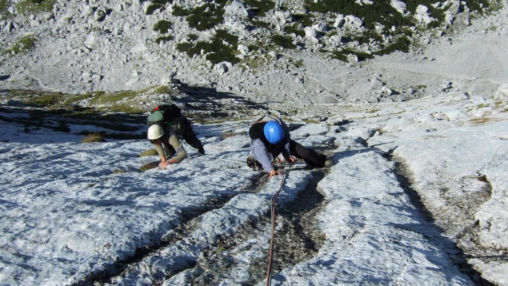 Mehrseillängen-Alpinklettern bei der Blaueishütte