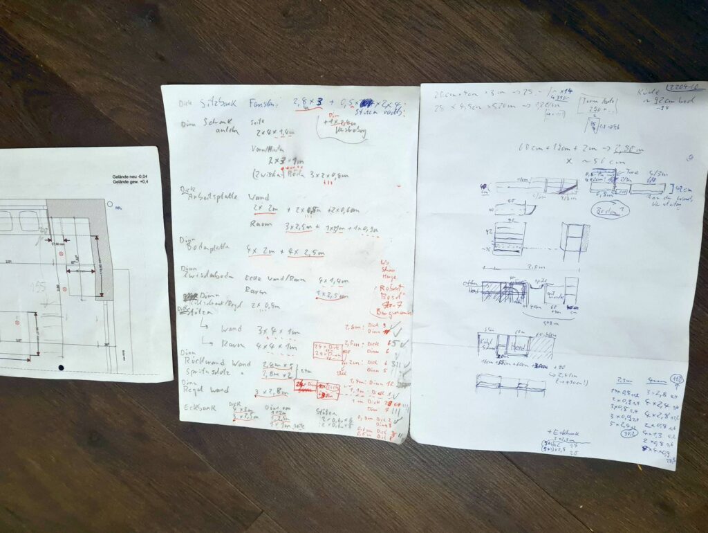Pläne für die neue selbstgebaute Küche